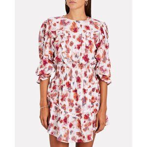 IRO Paris Sz Medium Showoff Smocked Cottagecore Boho Feminine Mini Orange Dress